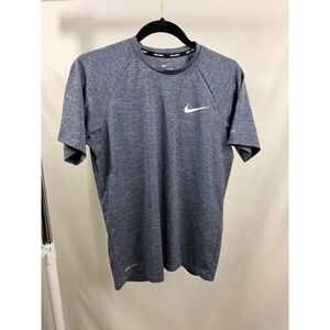 Nike Swim Mens Dri-FIT Heather Blue Rash Guard Surf Shirt UPF 40+ NESSA589 Small